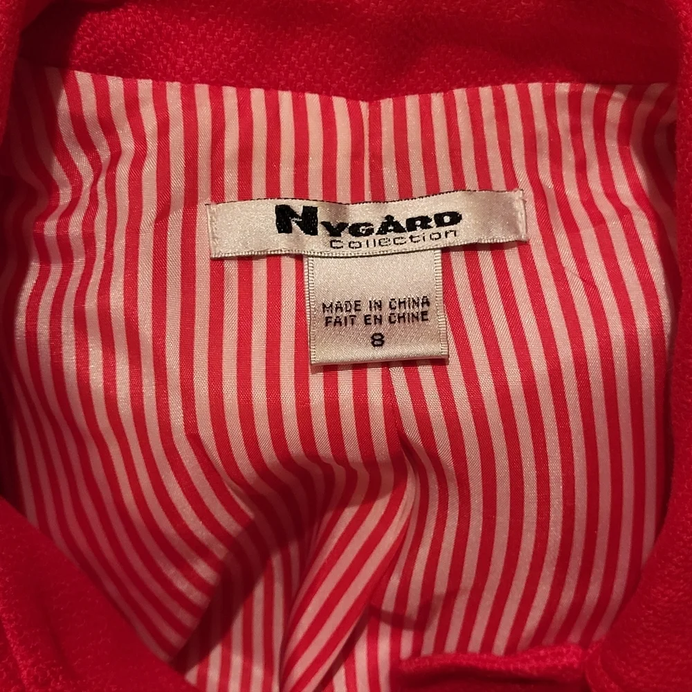 NYgard Collection Red Linen Blend Cropped Jacket Size 8